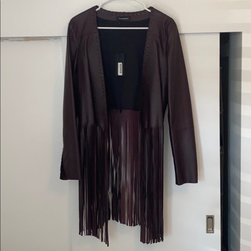 Leather Fringe Jacket - Maroon